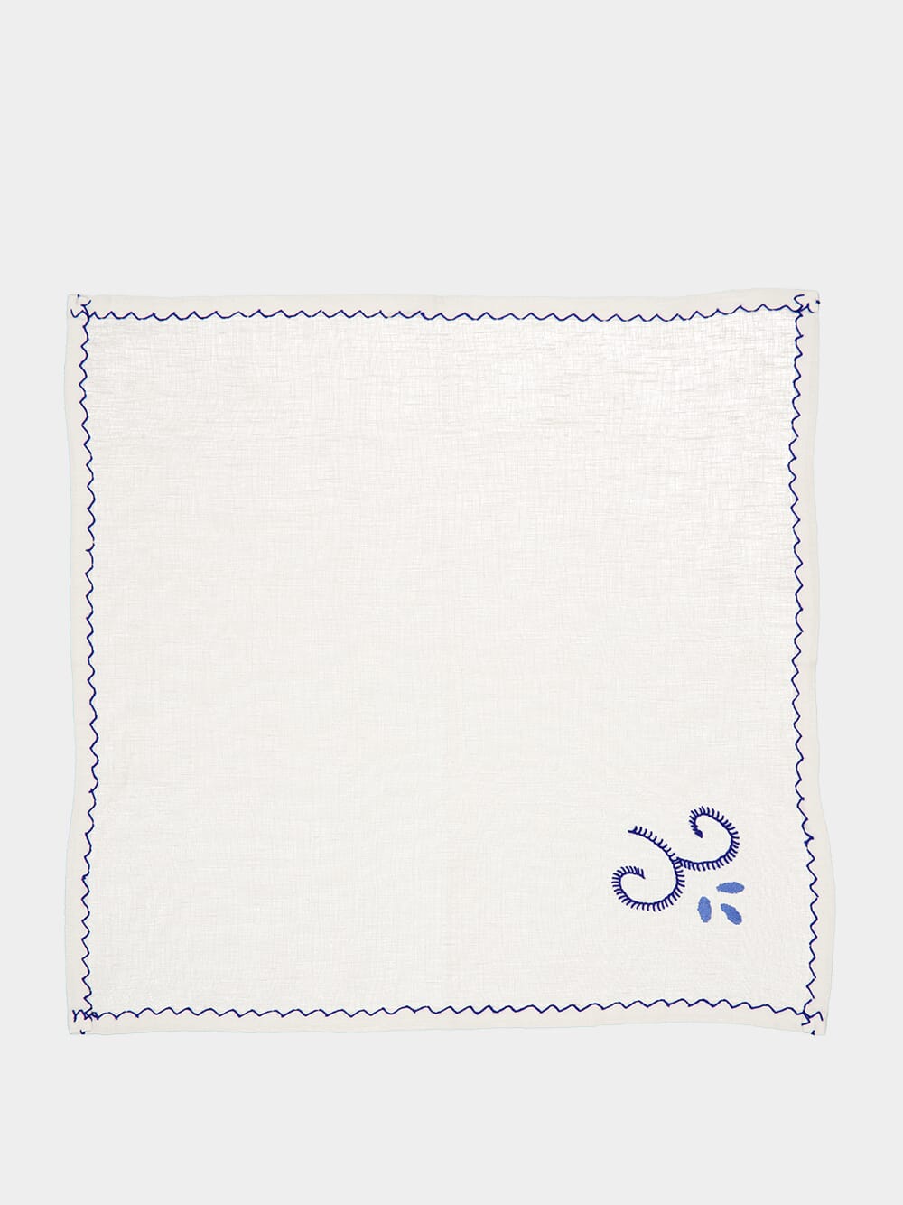 Handmade Viana Linen Tablecloth and Napkin Blue Set