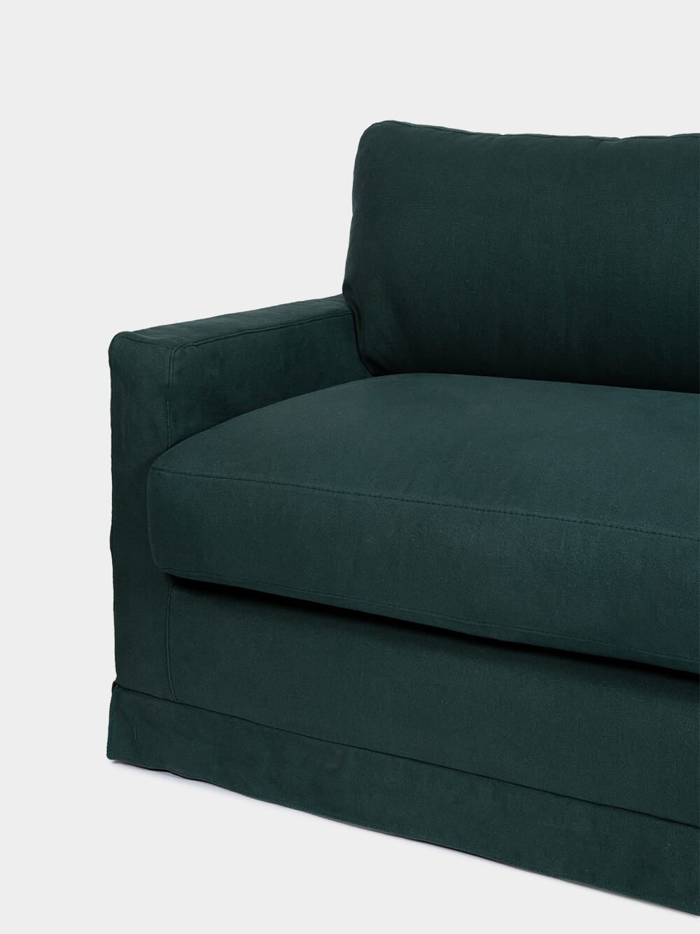 Filipe Wood And Linen Green Sofa