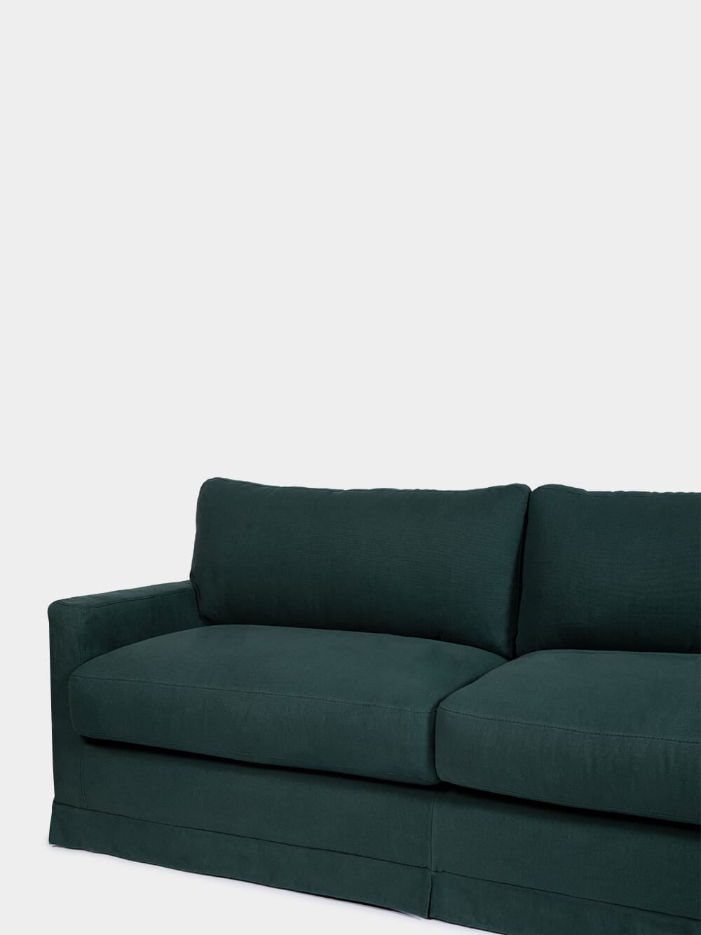 Filipe Wood And Linen Green Sofa