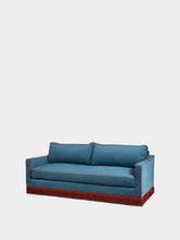 House of Capricorn Afonso Blue and Brick Velvet Sofa