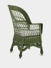 House of Capricorn Handmade Furnas Green Wicker Armchair