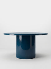 House of Capricorn Amendoeira Petrol Blue Lacquered Wood Round Dining Table