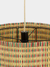 House of Capricorn Handmade Coruche Natural, Red and Green Reed Ceiling Lamp