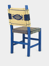 House of Capricorn Handmade Coruche Blue Wood and Reed Dining Chair