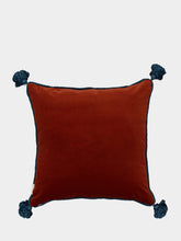 House of Capricorn Teles Brick Velvet and Chenille Embroidered Cushion