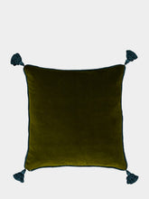 House of Capricorn Afonso Dark Green Velvet and Chenille Embroidered Cushion