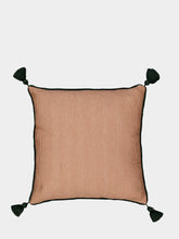 House of Capricorn Dinis Brick Striped Cotton and Chenille Embroidered Cushion