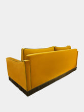 House of Capricorn Afonso Yellow and Green Wood Velvet Sofa