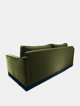 House of Capricorn Afonso Green and Blue Wood Velvet Sofa