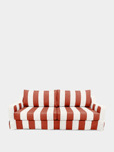 House of Capricorn Manuel Bordeaux Striped Linen and Wood Sofa