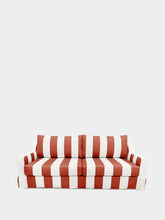 House of Capricorn Manuel Bordeaux Striped Linen Three-Seater Sofa