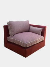 House of Capricorn Dinis Bordeaux Linen and Wood Sofa