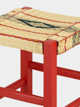 House of Capricorn Handmade Coruche Red Wood and Multicoloured Reed Stool