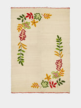 House of Capricorn Hand-Embroidered Mécia Natural Wool Leaf Embroidered Blanket