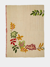 House of Capricorn Hand-Embroidered Mécia Natural Wool Leaf Embroidered Blanket