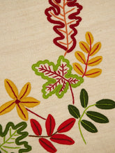 House of Capricorn Hand-Embroidered Mécia Natural Wool Leaf Embroidered Blanket