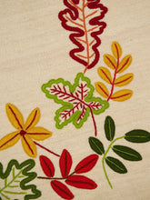 House of Capricorn Hand-Embroidered Mécia Natural Wool Leaf Embroidered Blanket