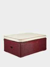 House of Capricorn Handmade Furnas Bordeaux Wicker and Natural Linen Ottoman