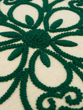 House of Capricorn Handmade Florea Natural Linen and Dark Green Embroidered Cushion