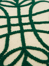 House of Capricorn Handmade Florea Natural Linen and Dark Green Embroidered Cushion