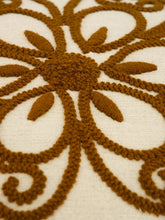 House of Capricorn Handmade Florea Natural Linen and Brown Embroidered Cushion