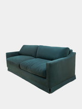 House of Capricorn Carlos Green Linen and Wood Sofa
