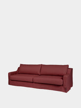 House of Capricorn Manuel Bordeaux Linen Three-Seater Sofa