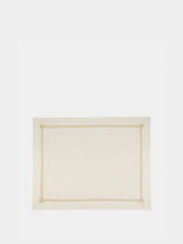 House of Capricorn Hand-Embroidered Maria White Linen with Ivory Embroidery Placemat