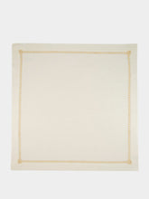 House of Capricorn Hand-Embroidered Maria White Linen with Ivory Embroidery Napkin