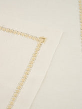 House of Capricorn Hand-Embroidered Maria White Linen with Ivory Embroidery Napkin