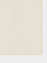 House of Capricorn Hand-Embroidered Maria White Linen and Beige Embroidery Napkin