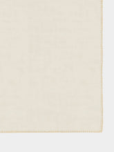 House of Capricorn Hand-Embroidered Maria White Linen and Ivory Embroidery Napkin