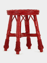 House of Capricorn Handmade Furnas Red Wicker Stool