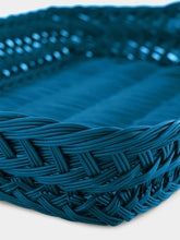 House of Capricorn Handmade Vitória Blue Wicker Large Tray