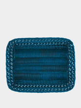 House of Capricorn Handmade Vitória Blue Wicker Medium Tray