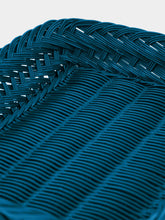House of Capricorn Handmade Vitória Blue Wicker Medium Tray