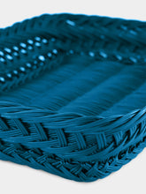 House of Capricorn Handmade Vitória Blue Wicker Medium Tray