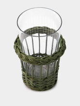 House of Capricorn Handmade Vitória Green Wicker and Glass Tall Tumbler