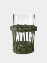 House of Capricorn Handmade Vitória Green Wicker and Glass Tumbler
