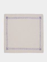 House of Capricorn Hand-Embroidered Maria Ice Blue Linen with Blue Embroidery Napkin