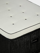 House of Capricorn Handmade Furnas Black Wicker and Ivory Linen Ottoman