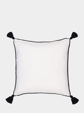 House of Capricorn Hand-Embroidered Viana Ivory Linen with Black Embroidery Cushion