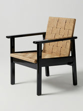 House of Capricorn Medeiros Black Wood and Natural Cord Armchair