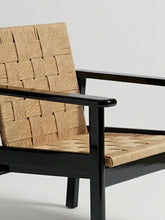 House of Capricorn Medeiros Black Wood and Natural Cord Armchair
