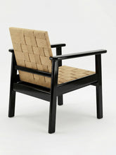 House of Capricorn Medeiros Black Wood and Natural Cord Armchair