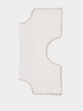 House of Capricorn Hand-Embroidered Teresa White Linen With Ivory Crochet Bread Basket Cloth