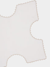 House of Capricorn Hand-Embroidered Teresa White Linen With Ivory Crochet Bread Basket Cloth