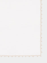 House of Capricorn Hand-Embroidered Teresa White Linen With Ivory Crochet Cocktail Napkin