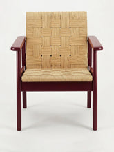 House of Capricorn Medeiros Bordeaux Wood and Natural Cord Armchair