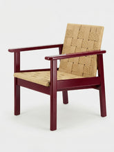 House of Capricorn Medeiros Bordeaux Wood and Natural Cord Armchair